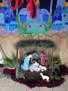 The creche set is the focus as one enters.