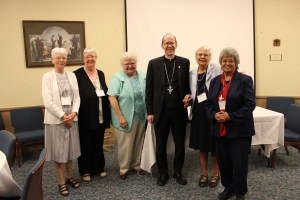Bishop Olmsted and the Jubiliarians: Sr. Anne Fitzsimons, Sr. Anne Marie Smith, Sr. Jovanna Stein, Sr. Christine Athans and Sr. Maria Celia Molina.