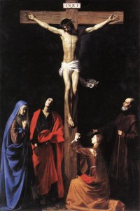 Christ on the Cross with the Virgin Mary Magdalene, St. John and St. Francis of Paola by Nicholas Tournier (1590-1639)