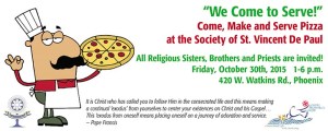 Pizza Night for Religious to Make and Serve Pizza at the Society of St. Vincent de Paul on October 30, 2015.